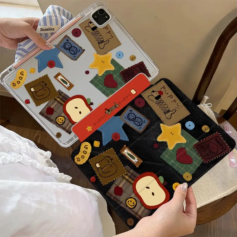 Coque transparente en acrylique pliable 3+Y pour iPad 10.2 7/8/9 4/5e génération, iPad 10.9 10e génération, iPad A16 2025 11e génération, iPad Air 11/13, iPad Mini 6 8.3, iPad Air 3 10.5, iPad Pro 11