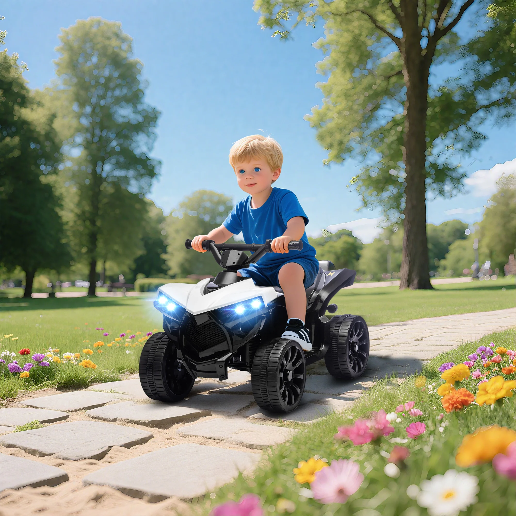 Voiture électrique pour enfants 6V, avec fonctions avant et arrière, lecteur de musique, phare LED, voiture jouet pour enfants, voiture jouet électrique, blanche, poussette électrique, poussette équestre