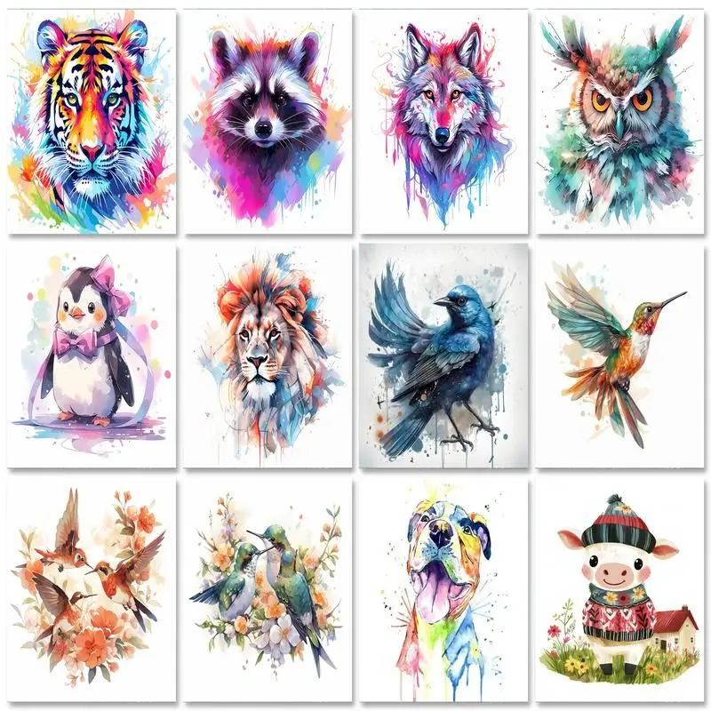 Gatyztoire bricolage peinture par numéros pour adultes dessin animé animaux coloriage sur numéros sur toile bricolage cadeau décors pour la maison Kit de peinture Handma