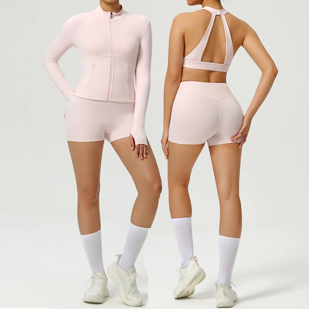 2 pièces costume de Yoga ensemble de sport femmes vêtements de sport ensemble de gymnastique femmes survêtement course entraînement à manches longues veste chemise de sport vêtements de Yoga