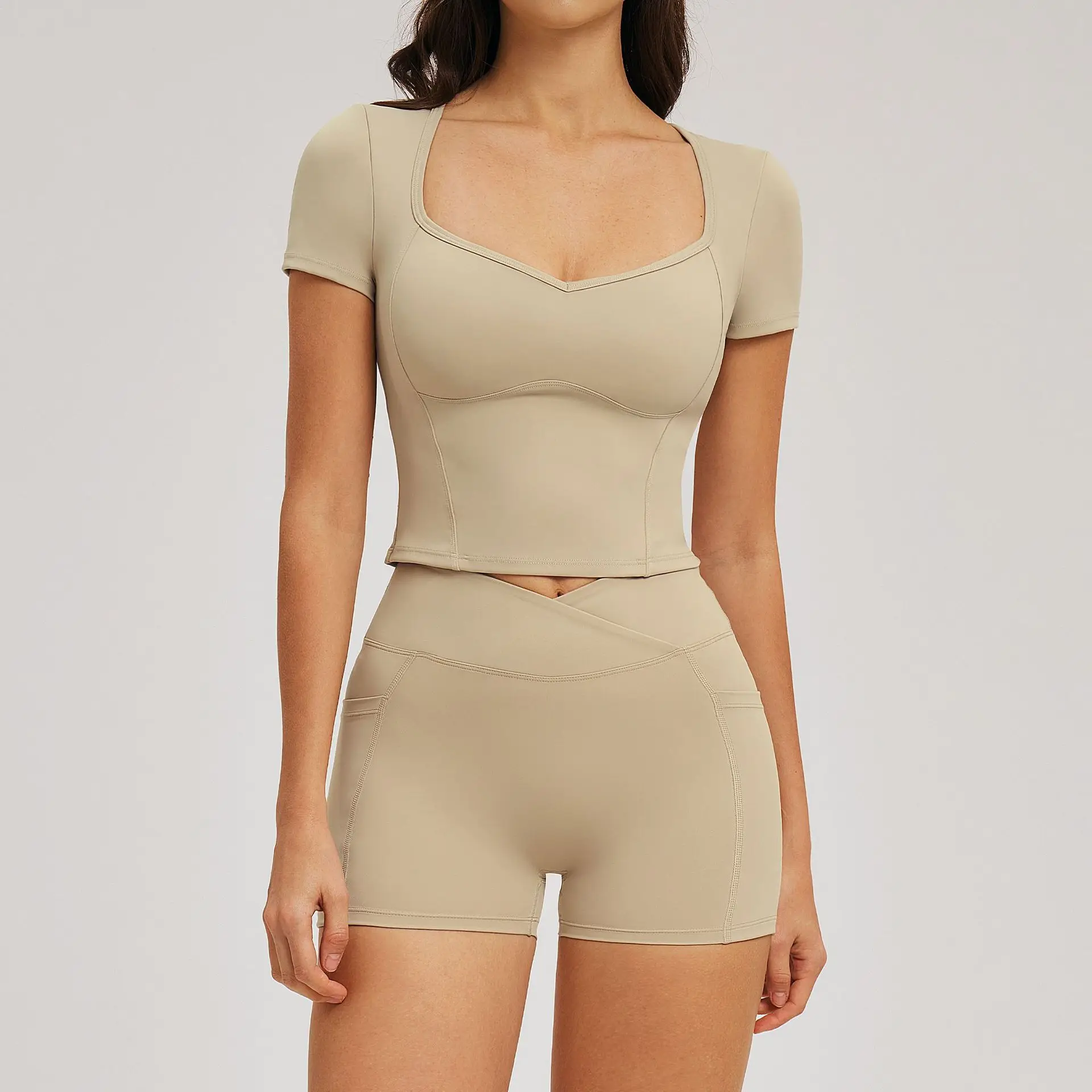 Ningyu 2 pièces, ensemble de sport de printemps, tenue de sport ajustée, décontractée, ensemble de yoga pour femmes, tenue de sport de course en plein air, ensemble de sport de gym push-up