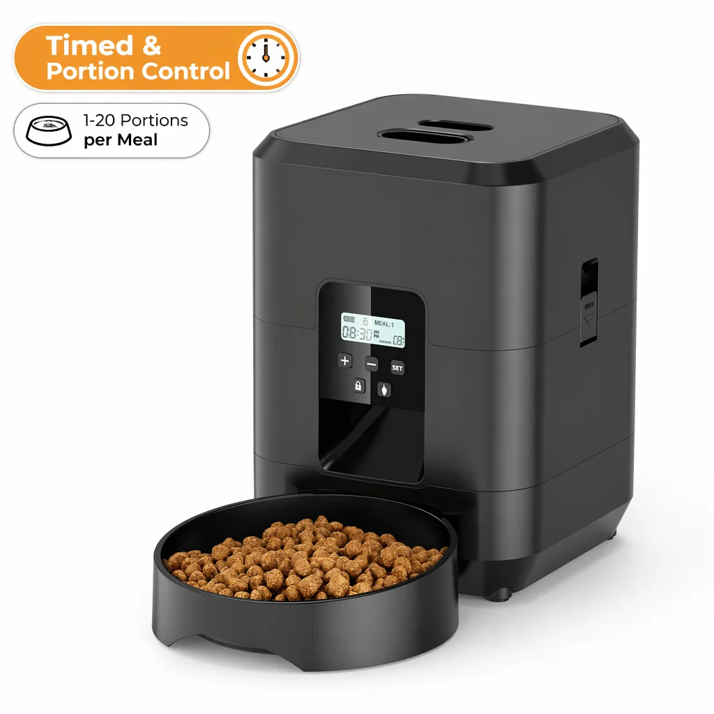 Distributeur automatique de nourriture pour animaux de compagnie, distributeur automatique de nourriture pour chats, machine à alimentation lente pour chiens, distributeur automatique de nourriture pour chats avec dosage temporel, bol pour chiens et...