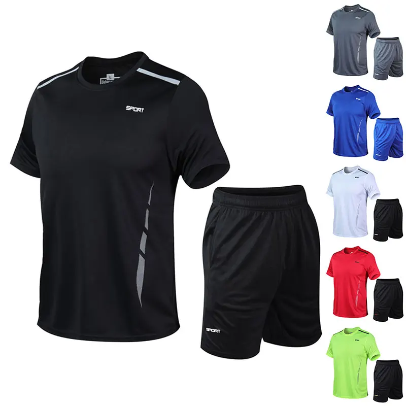 2 pièces/ensemble hommes survêtement salle de Sport Fitness badminton Sport costume vêtements course Jogging vêtements de Sport exercice entraînement ensemble vêtements de Sport