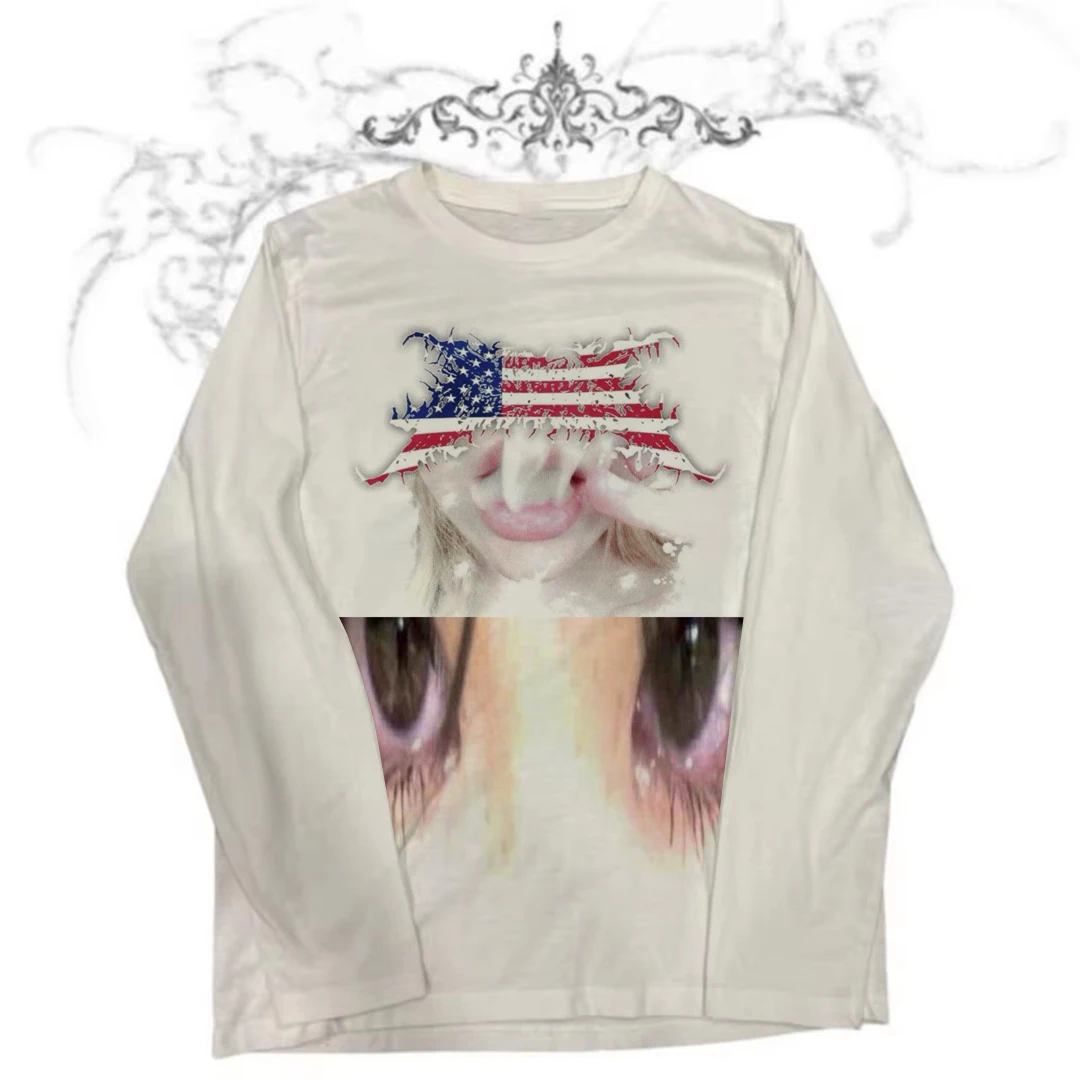 90s Vintage vêtements pour femmes vêtements femme Emo printemps 2025 femme haut court femmes Y2k T-shirt femmes recadrée à manches longues Goth
