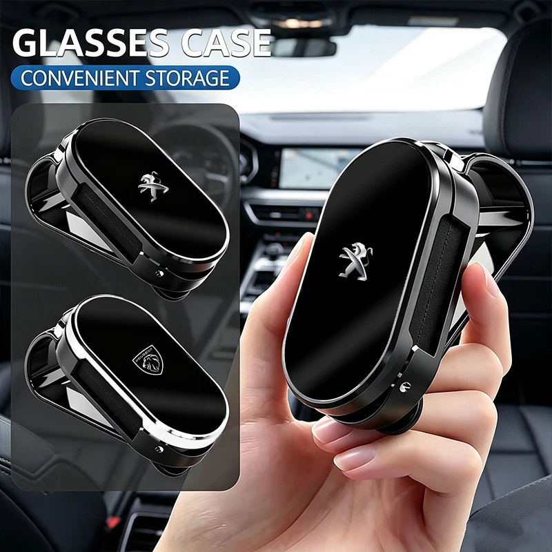Clip de lunettes avec logo Peugeot pour pare-soleil, support de lunettes de soleil pour intérieur de voiture Peugeot 208 3008 308 2008 207 508 206 301