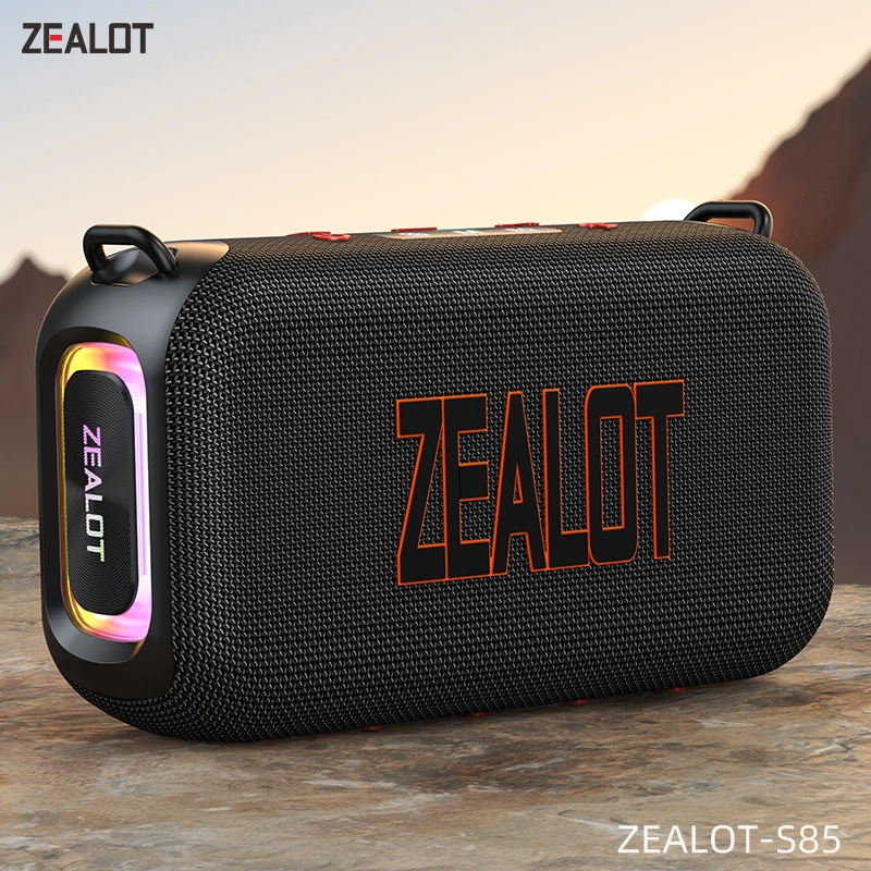 Enceinte Bluetooth portable Zealot-S85 50W avec double diaphragme, étanche IPX6, HIFI, pour extérieur, avec sangle