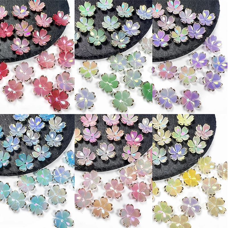 Perles de fleurs en acrylique sans fleurs, pétales de fleurs, connecteurs de charme, boucles d
