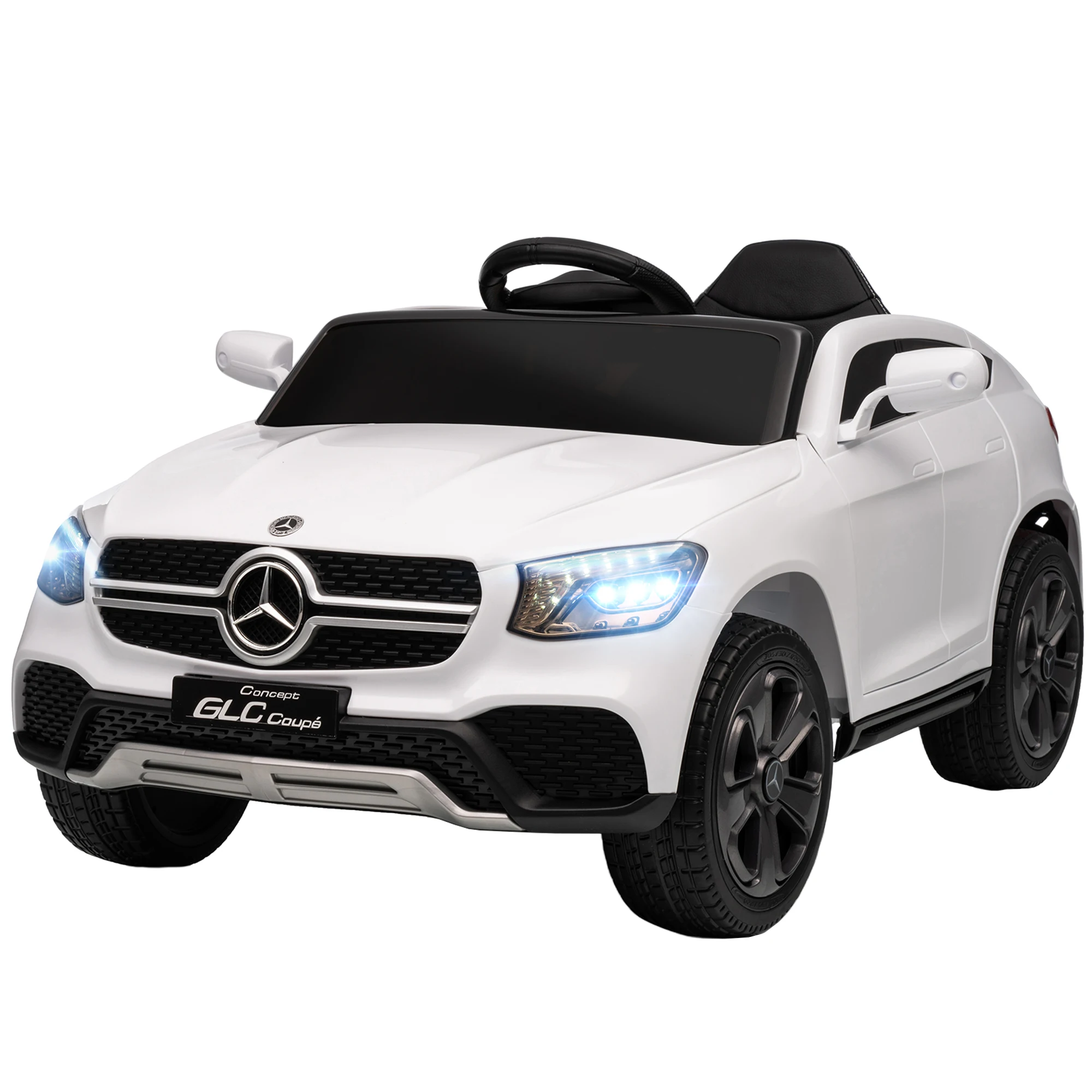 Voiture électrique pour enfants, voiture pour enfants 12V avec télécommande, lumière LED, musique, 3 vitesses, 3-6 ans, blanche, voiture jouet électrique, voiture jouet pour enfants, poussette électrique