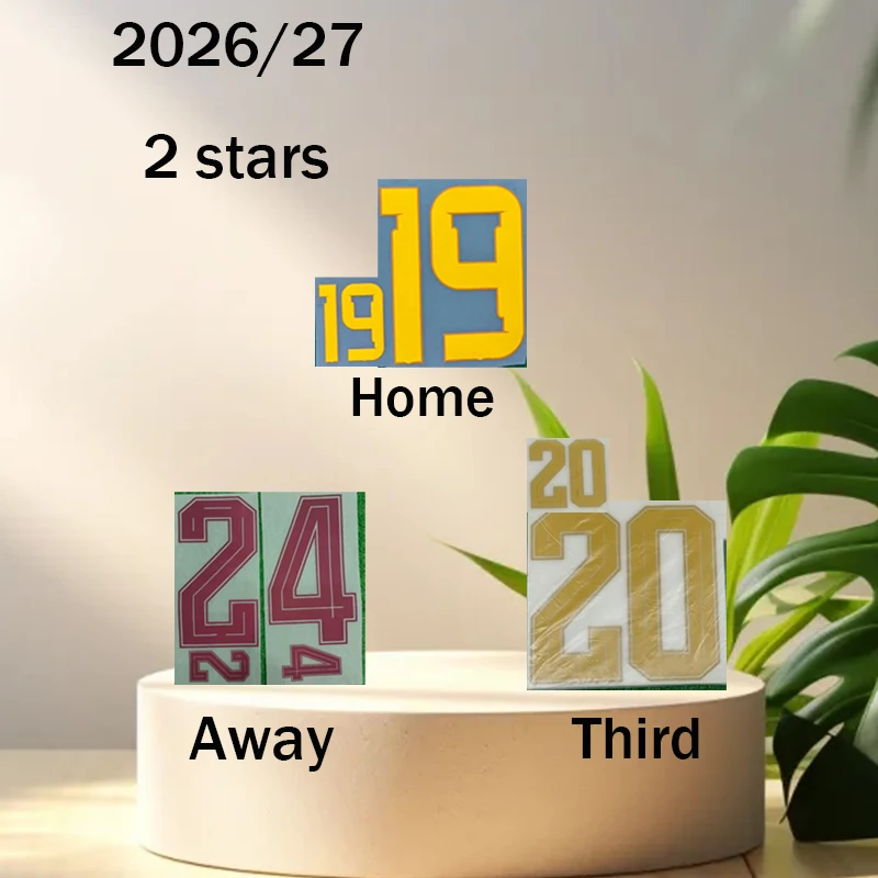 Coupe d'Espagne 2026/27, ensembles de noms 2 étoiles : Domicile LAMINE19YAMAL, Extérieur CUCUREL24LA, Troisième PED20RI. Patch d'impression DIY, autocollant de football.