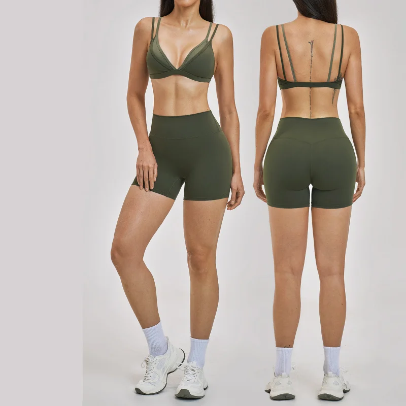 Ensemble de sport 2 pièces pour femme : Leggings et brassière de sport respirants, vêtements de sport sans couture pour la gym et le fitness, ensembles de yoga sans couture