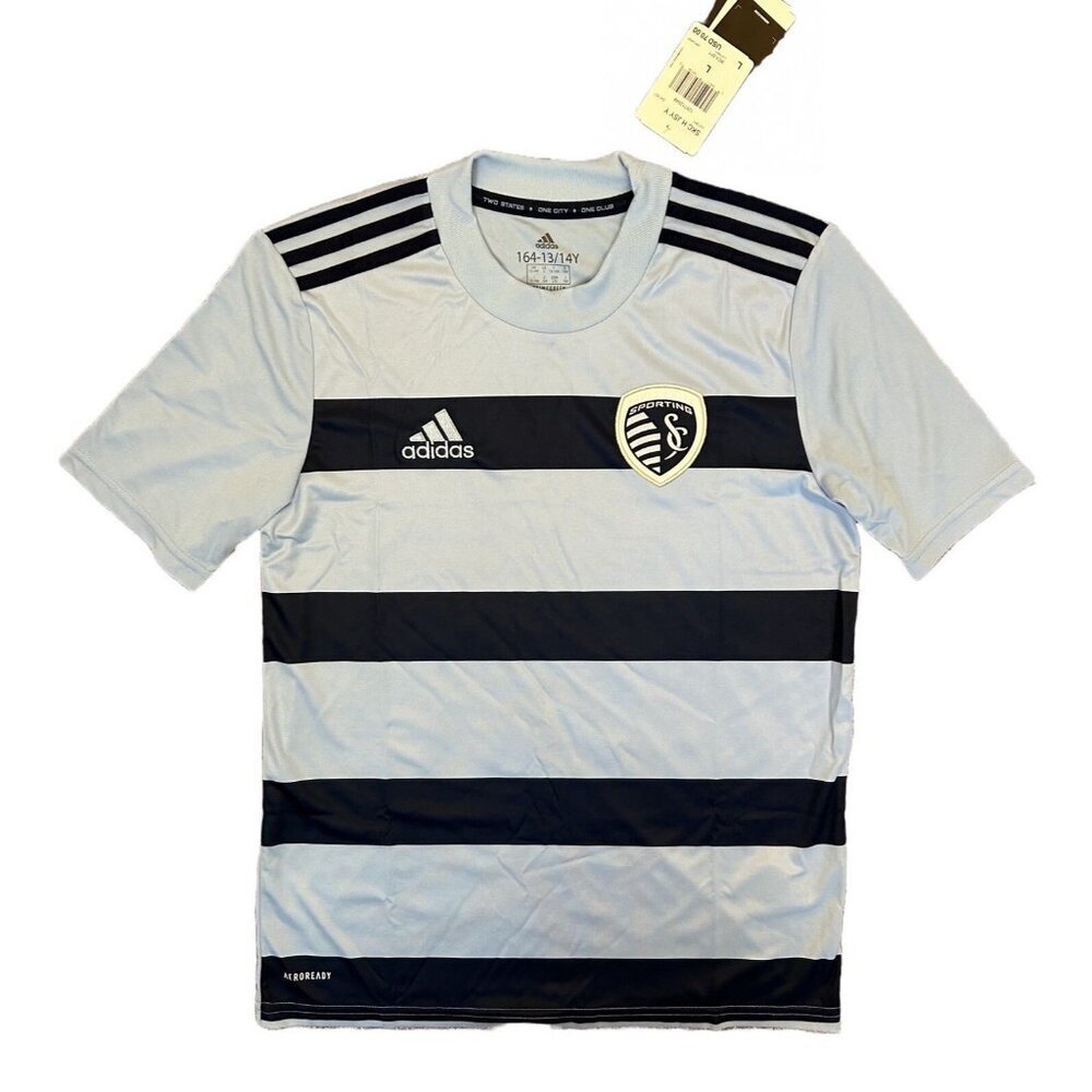 Adidas Shirts & Tops | Adidas Kids Sporting Kansas City Soccer Jersey Youth Size L (13-14y) - Nwt $70 | Color: Blue | Size: Lb