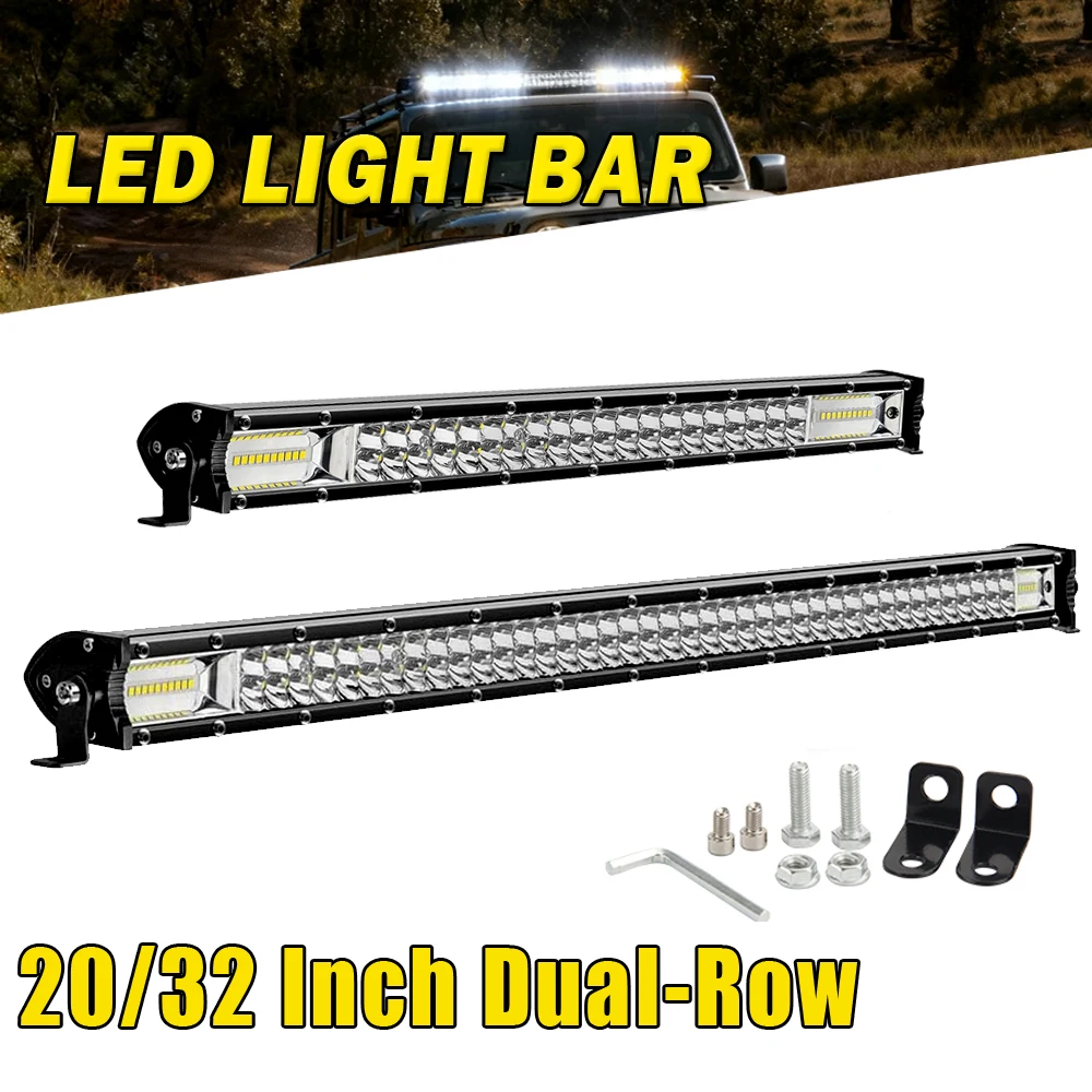12D ultradünne LED-Arbeitsleuchte, 20/32 Zoll, Arbeitsleuchte für Lkw, 4x4 LED-Leuchte für Offroad, 4WD, SUV, ATV, Traktor, 12V 24V, mit Halterung, Wärmeableitungsdesign