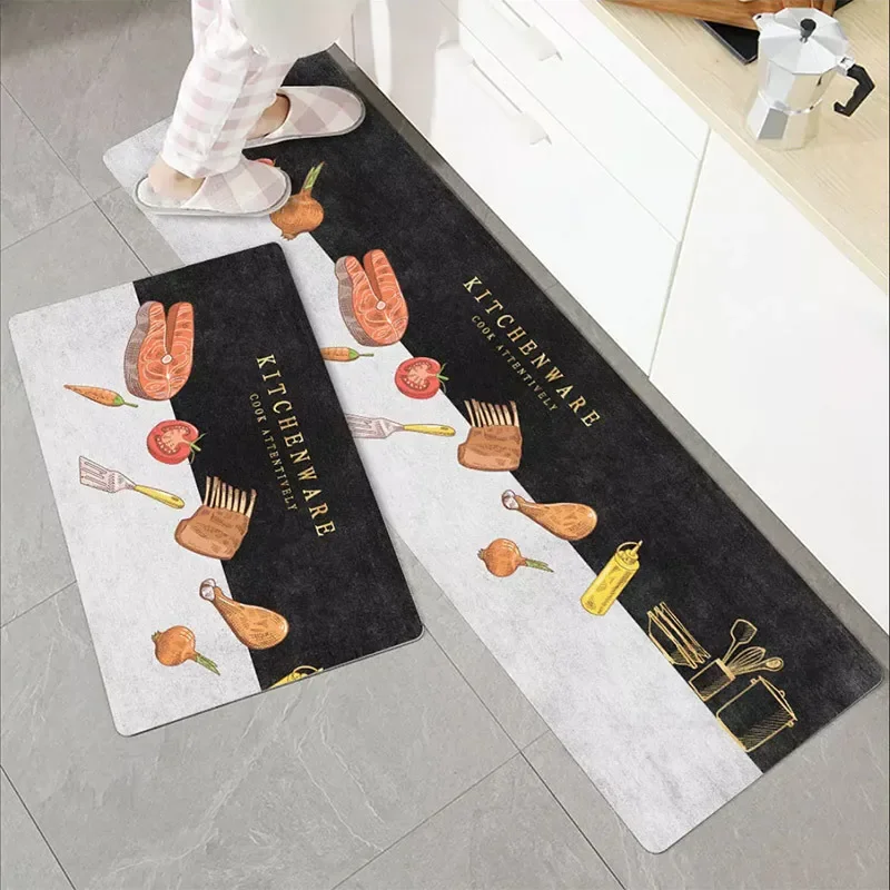 Oilproof Kitchen Rug Anti-Slip Bathroom Bath Floor Carpet Home Living Room Rug Entrance Door Mat Kitchen Mats Waterproof Modern