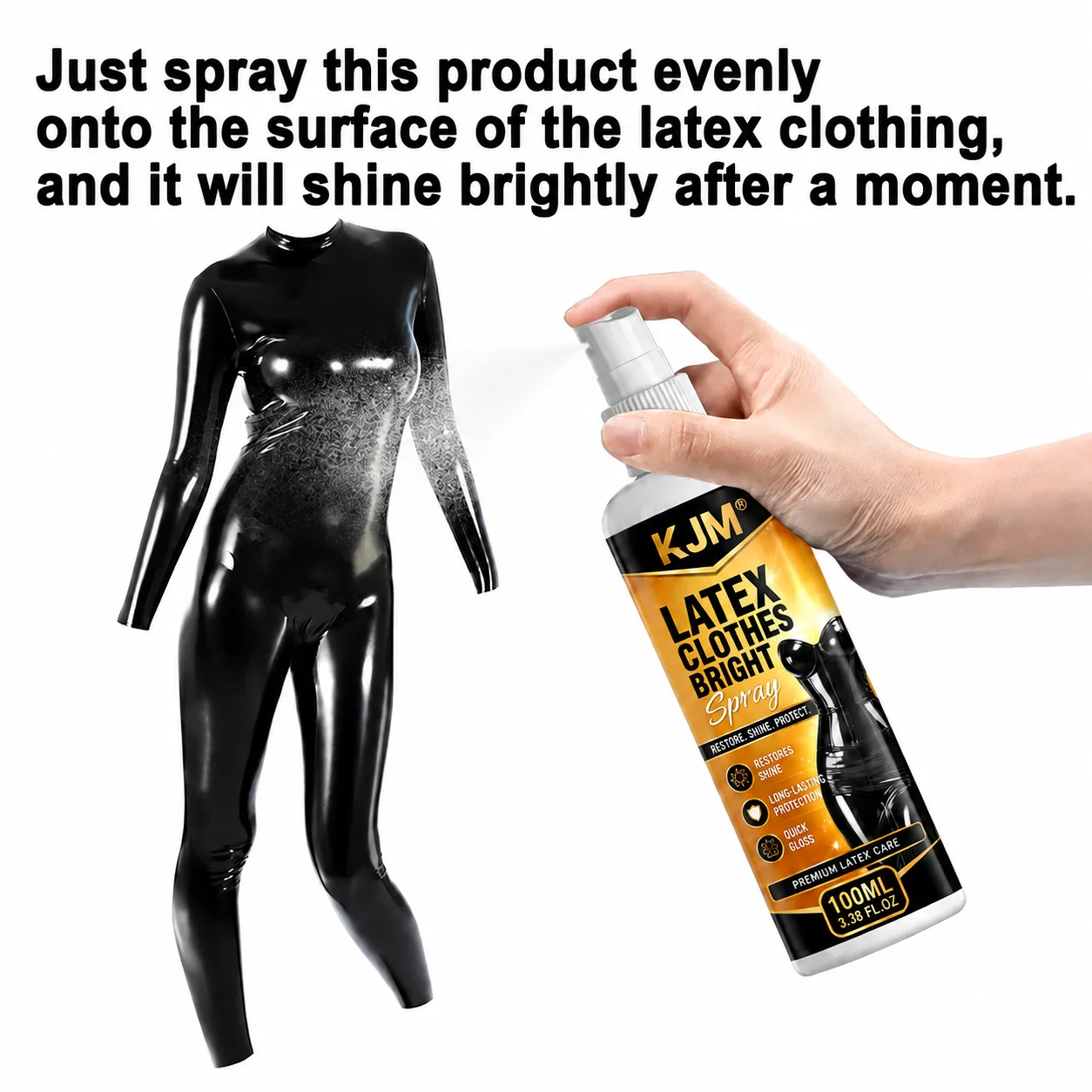 KJM 100ML Latex Clothing Shine Spray Gloss Enhancer Polish Agent For Latex Rubber Apparel Outfit Surface Brightening Care