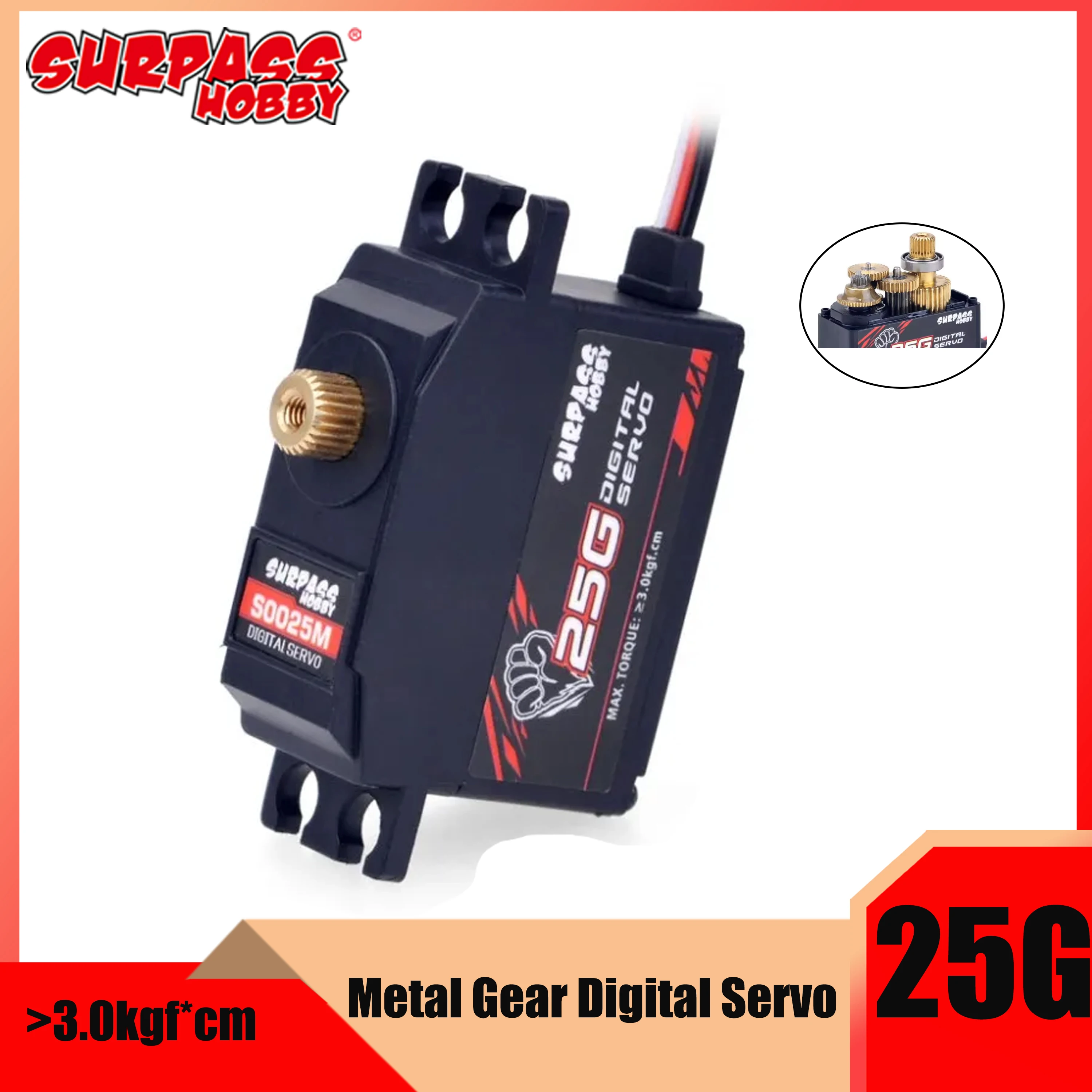 SURPASS Hobby 25g Servo Digital Servo S0025M Metal Gear Micro Servos for RC Car Airplane Robot Plane Drone Wltoys Aircraft 12428