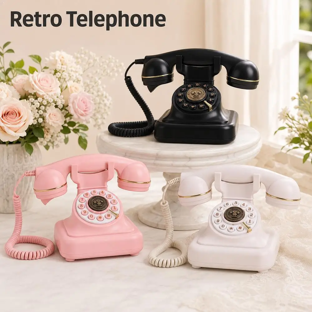 Vintage Bluetooth Telephone Retro Rotary Desk Phone Wireless Mobile Phone Audio Guestbook Wedding Party Decoration Home Decor
