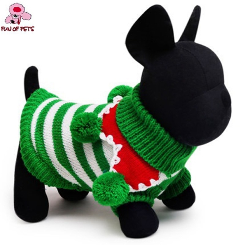 Cat / Dog Coat / Sweater Red / White / Green Dog Clothes Winter Stripe Christmas / New Year's