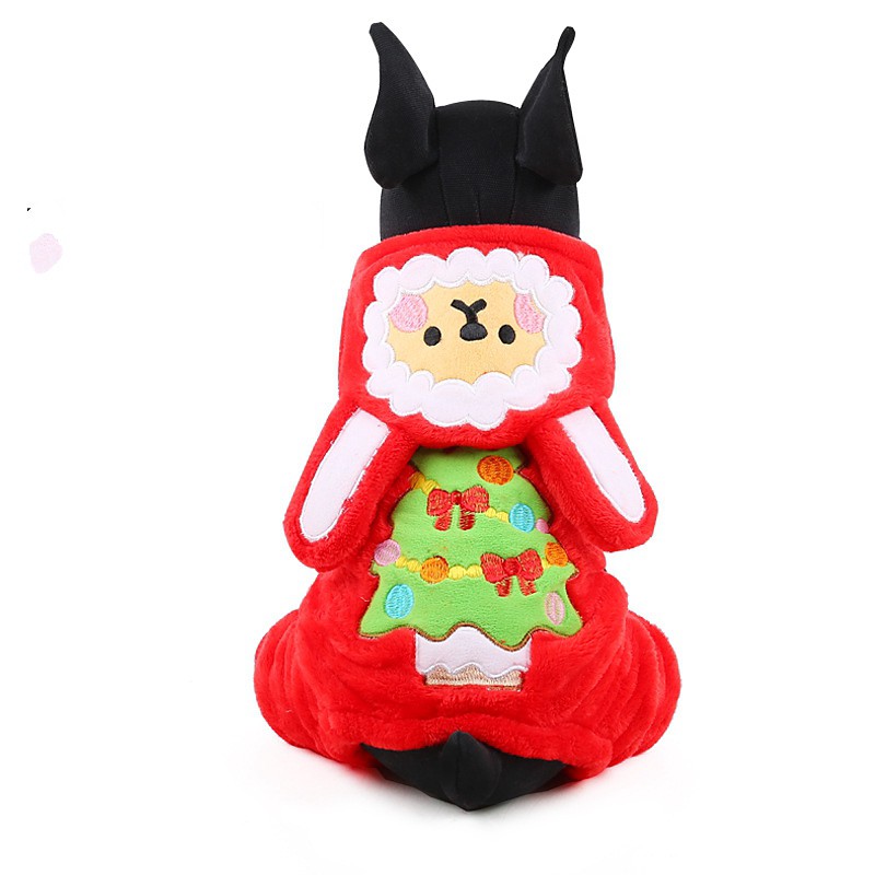 Dog Hoodie Jumpsuit Christmas Winter Dog Clothes Red Brown Costume Corduroy Floral Botanical Keep Warm Fashion Christmas XXS XS S M L