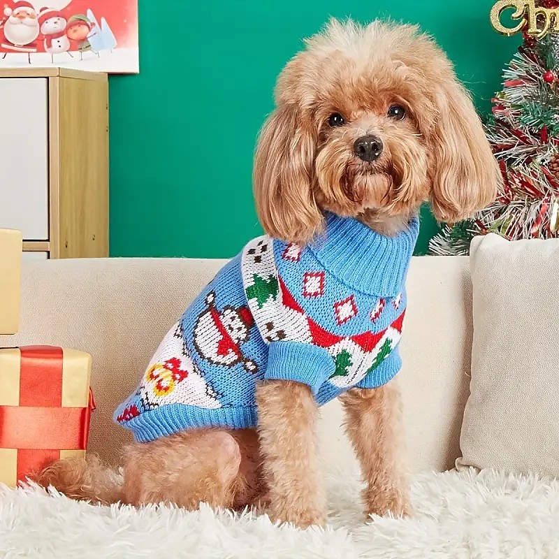 Pet Christmas Costume Snowman Graphic Dog Casual Warm SweaterFor Small Dogs Clothes