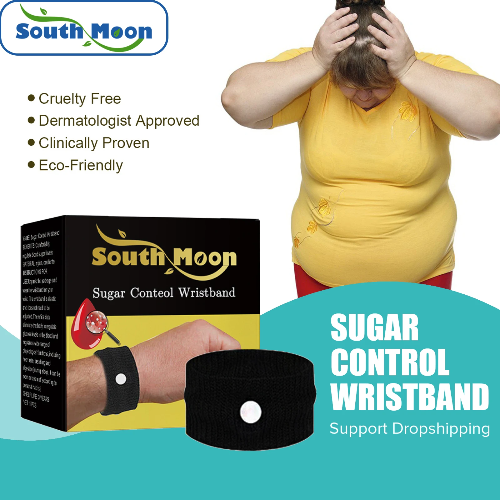 Bracelet de contrôle du sucre, 1 pièce, gestion de la glycémie, soins du corps, régule les niveaux de sucre dans le sang, outils de soins de santé sûrs