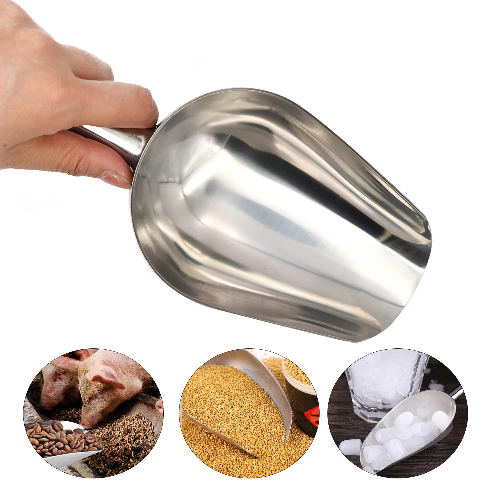 Pelle de nourriture pour animaux de compagnie en acier inoxydable pelle d'alimentation pour chien cuillère de nourriture sèche pour chat grande capacité épaississement cuillère de nourriture pour chien 23.5X8X5Cm