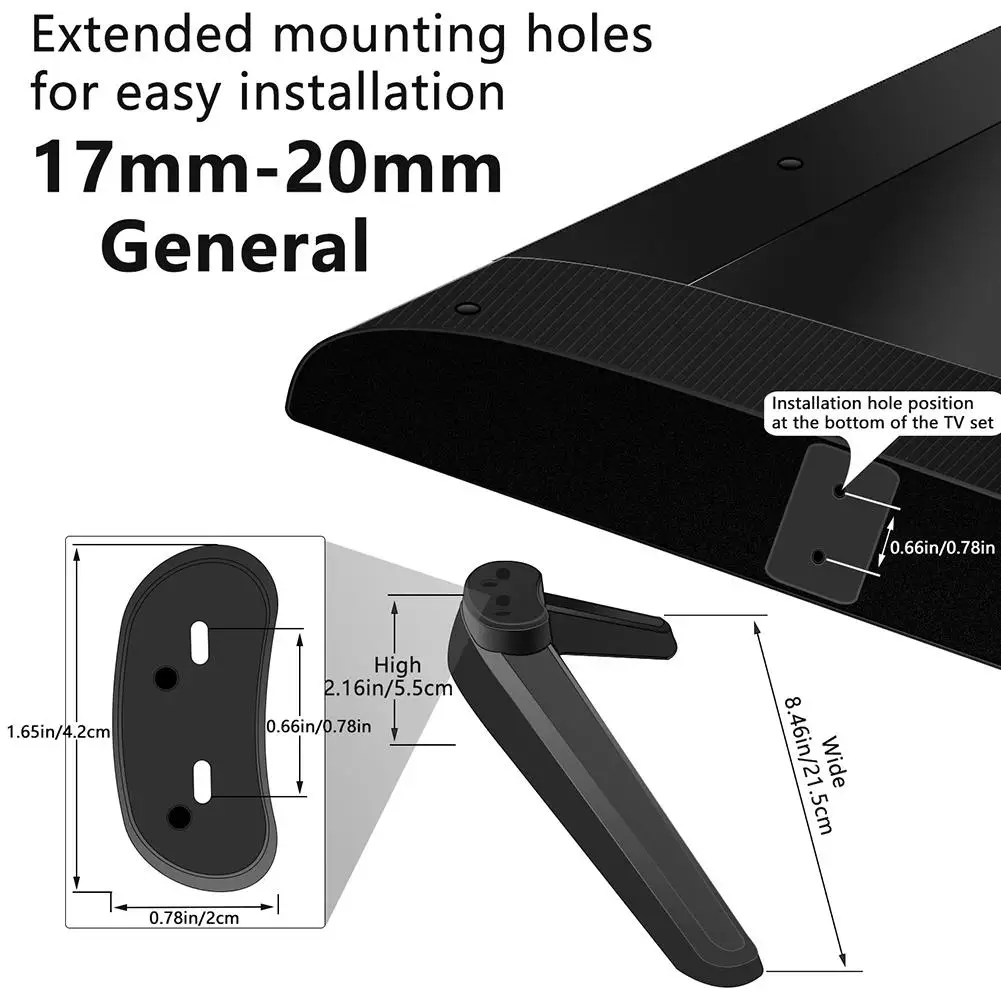 Support de télévision universel pour table, pieds de remplacement pour téléviseurs LCD LED OLED de 32 à 65 pouces, montage sur bureau sans perçage, compatible VESA