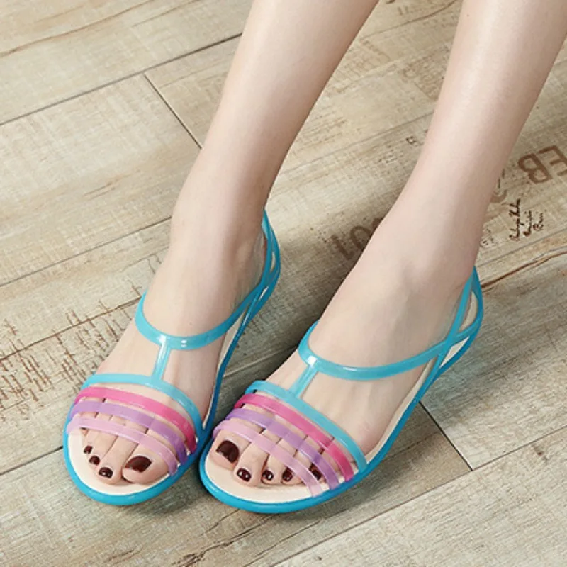 mode femme sandale chaussures femmes chaussures femme 2021 chaussure femme été Comemore – sandales pour femmes, chaussures de gelée arc-en-ciel, décontractées, plates, de plage, confortables, à la mode, été, 2021, 2022