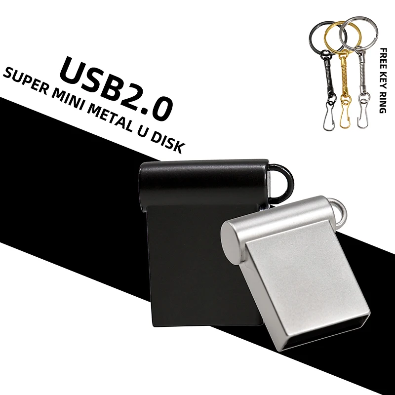 Clé USB Super Mini en Métal 128 Go avec Porte-clés, Clé USB 2.0, Clé USB 128 Mo, Clé USB 32 Go, Clé USB 64 Go, Clé USB 8 Go, Clé USB 4 Go, Clé USB 16 Go