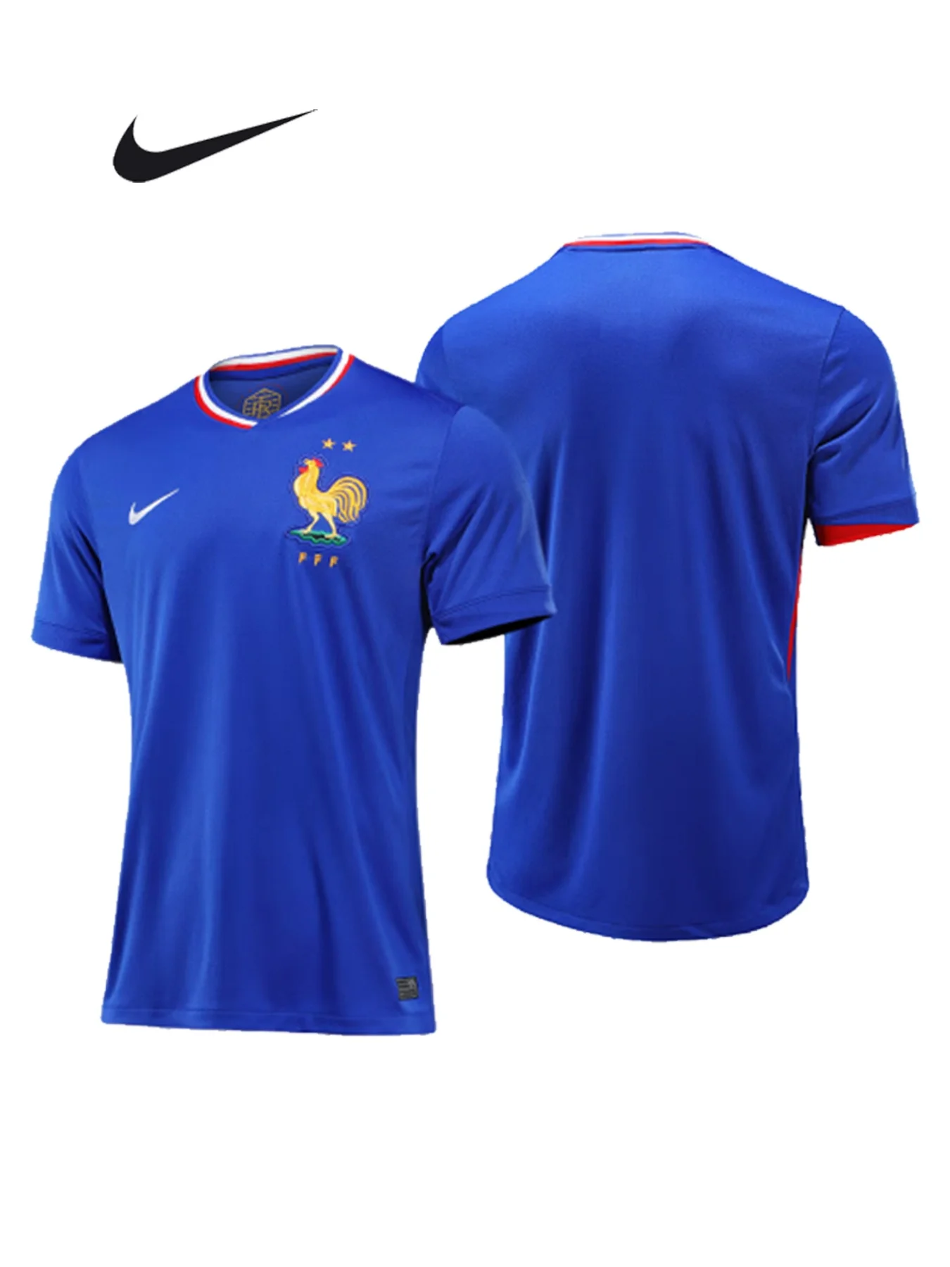 Maillot de football de l'équipe nationale française pour homme NIKE, saison 2024, Dri-FIT, évacuation de l'humidité et séchage rapide, édition fan, T-shirt domicile F