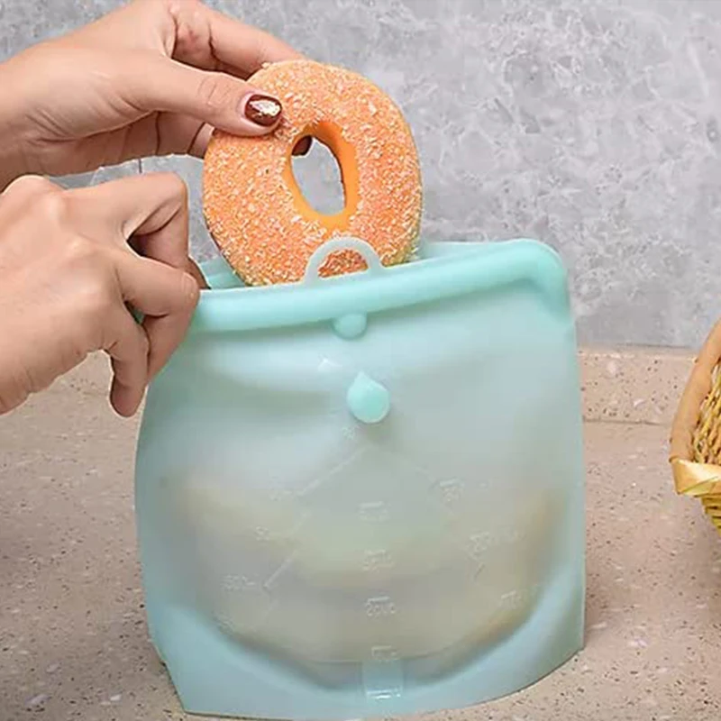 Sac de conservation des aliments pour la cuisine, emballage sous vide, sac auto-scellant pour bouillon, aliments surgelés, sac de conservation des aliments frais en silicone