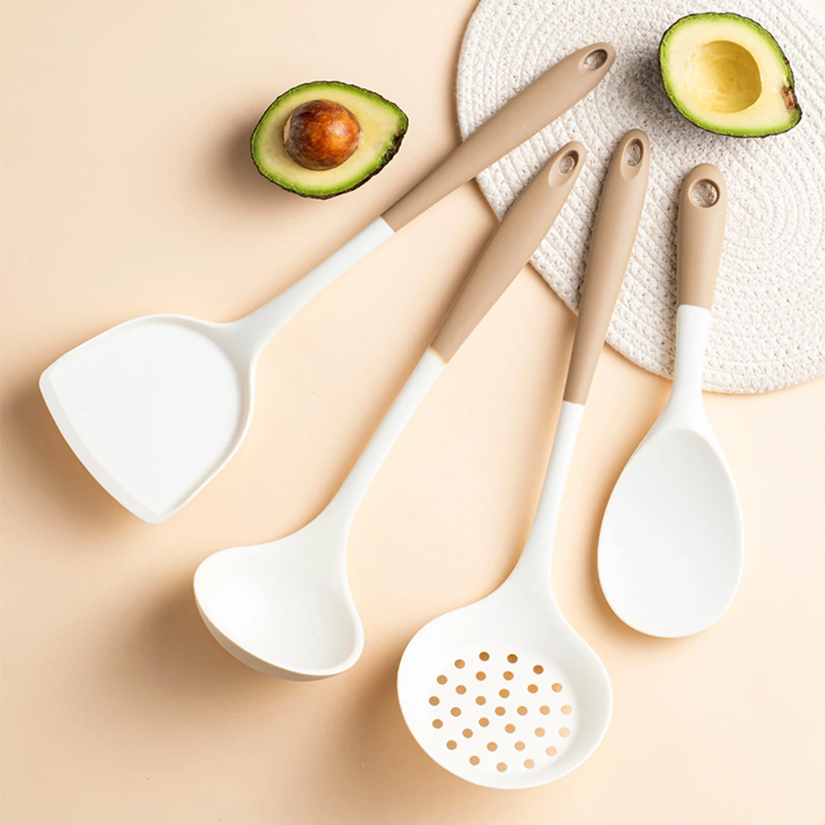 Ensemble d'ustensiles de cuisine en Silicone, ustensiles de cuisine résistants à la chaleur pour la cuisine, ensemble d'outils de cuisine antiadhésifs, spatule, pelle, cuillère à riz 4 pièces