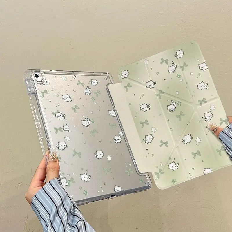 Coque support multi-angles motif chaton mignon 3+Y pour iPad Pro 12.9, iPad 10.2 (9e, 8e, 7e génération), iPad 10.9 (10e génération), iPad Air 3, iPad Air 10.5, iPad Air 11/13, iPad Pro 11, iPad A16 2025, iPad 11e génération
