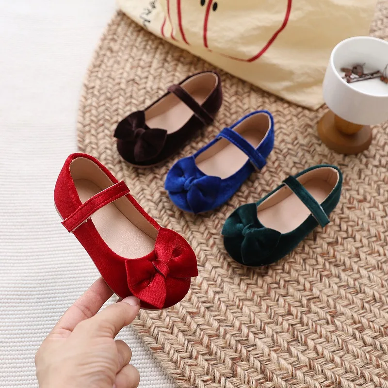 Chaussures plates en daim pour enfants, chaussures décontractées pour tout-petits, chaussures de princesse pour fête, chaussures de danse pour étudiants, chaussures pour enfants