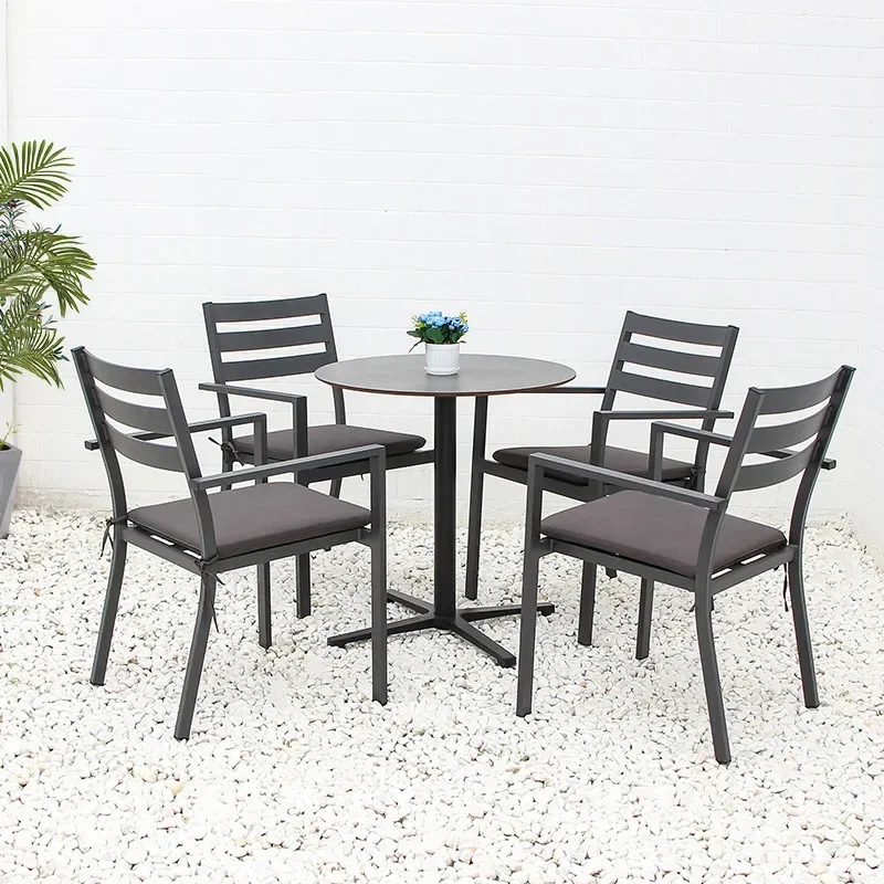 Sky Garden Outdoor Furniture Leisure Balcony Outside Garden Dining Table and Chairs Two Sets of Approval