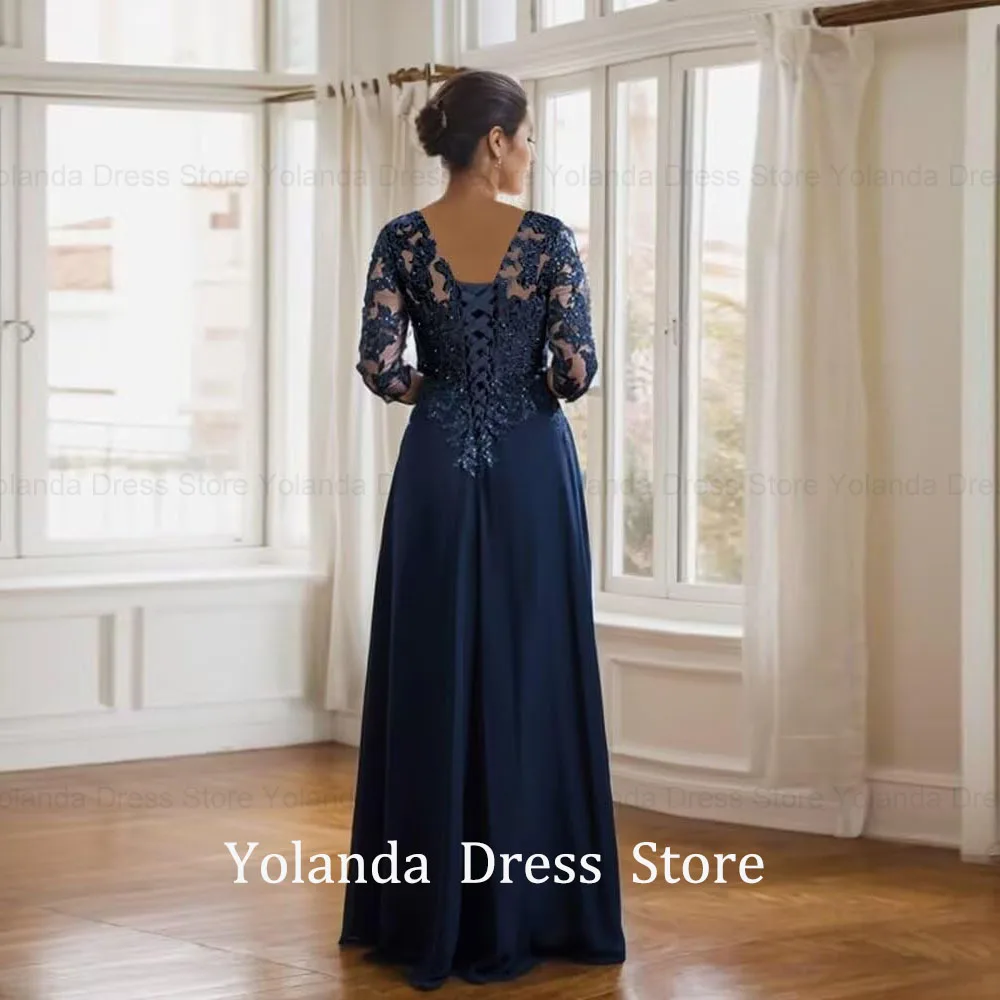 Yolanda Customized 2026 Sequin Lace Mother of The Bride Dresses 3_4 Sleeve Tulle Long Formal Dresses Evening Party Gown Guest