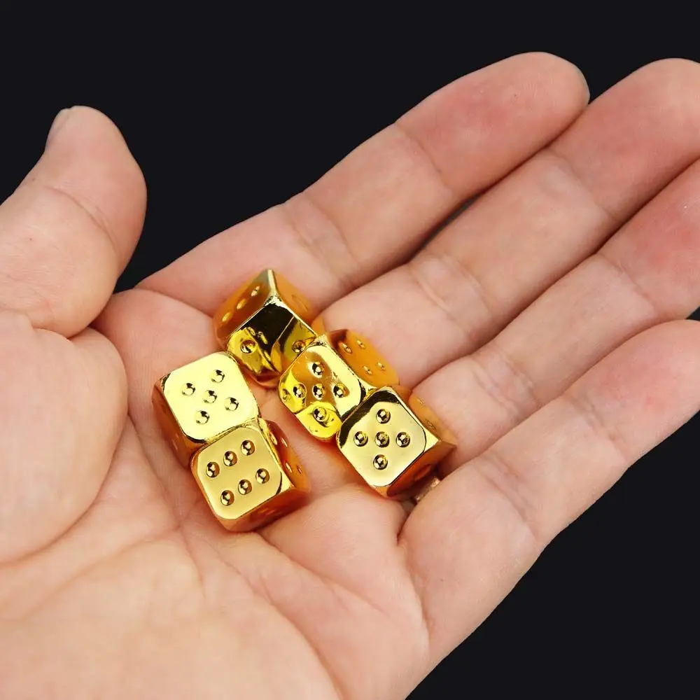 Jeu de dés métalliques à 6 faces, 5 pièces/ensemble, durables, pour jeux de société, jeux de divertissement, jeux de famille, jeu de dés carrés