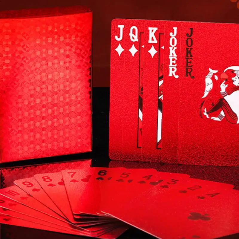 Jeu de cartes de poker rouges en plastique, jeu de cartes de jeu en plein air, ensemble de divertissement, jouet anti-stress pour jeux de piscine, voyage, camping