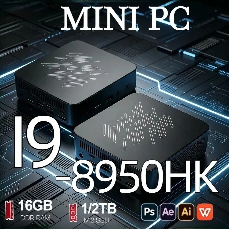 New Intel Core i9-8950HK Mini PC Computer Gaming PC 16GB RAM 1TB/2TB WiFi 6 BT5.2 UHD Gamer Desktop PC