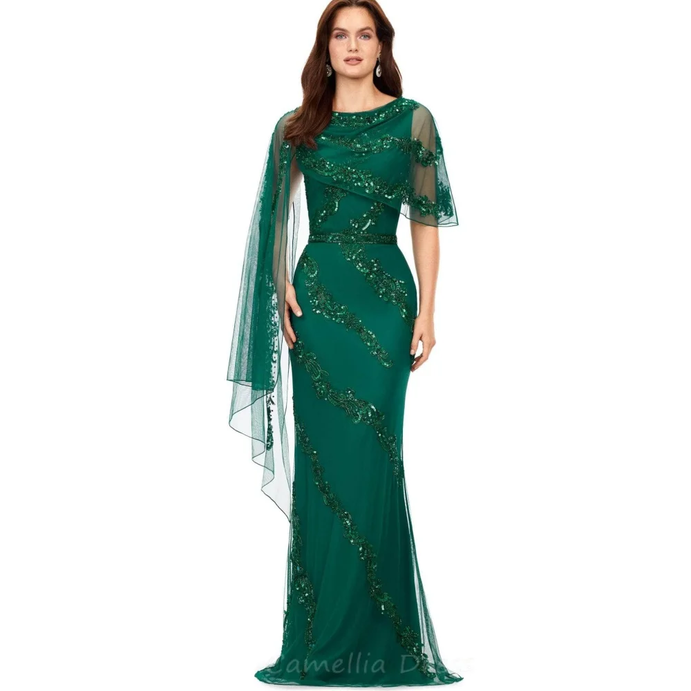 Customized Mother of the Bride Dresses Mermaid Sequined Bride Party Dress Tulle Elegant Formal Gowns robes invitée mariagee