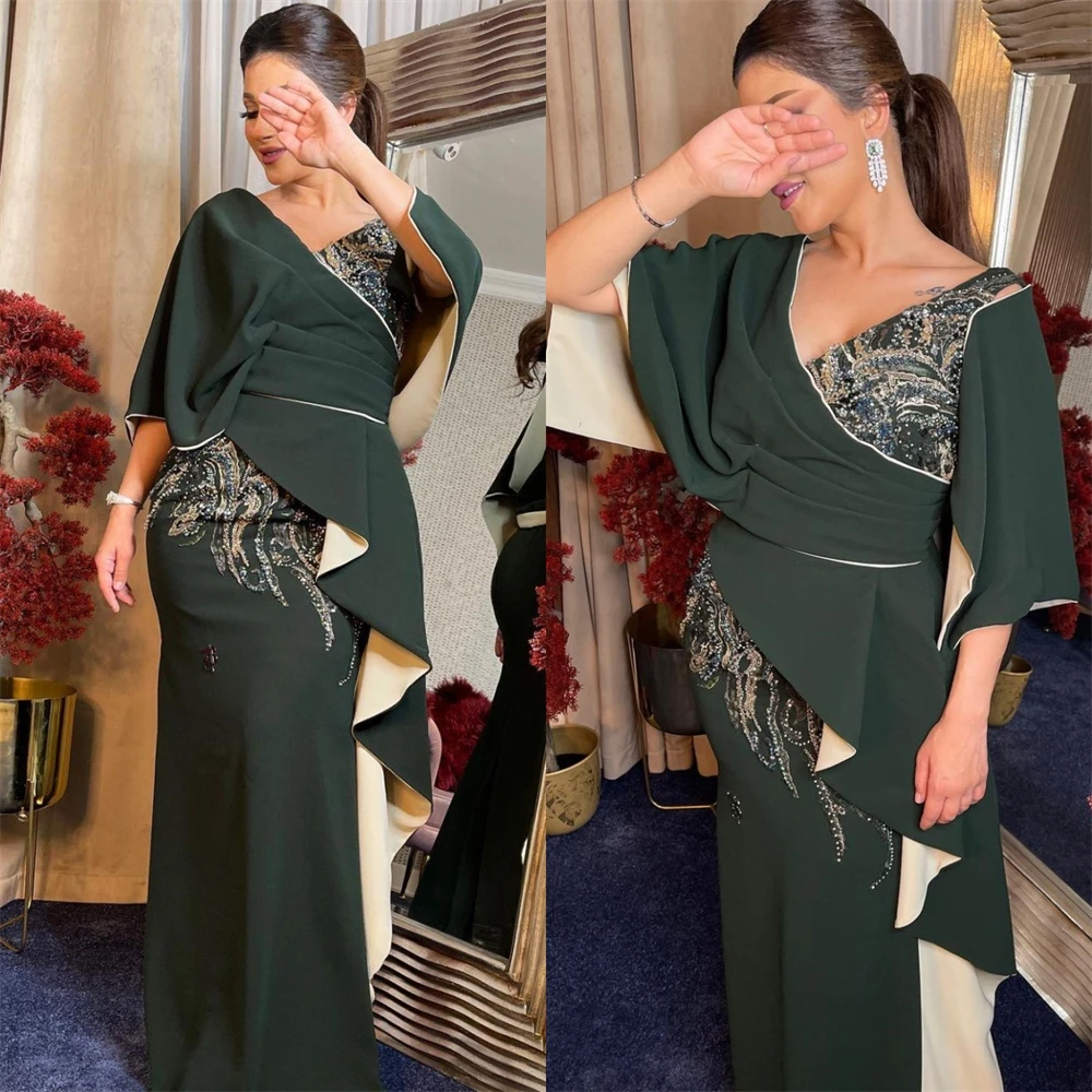 Customized Prom Dresses sparkle V-neck Sheath Cocktail Sequin Flowers S Occasion Evening Gownvestidos de fiesta فساتين سهره نس
