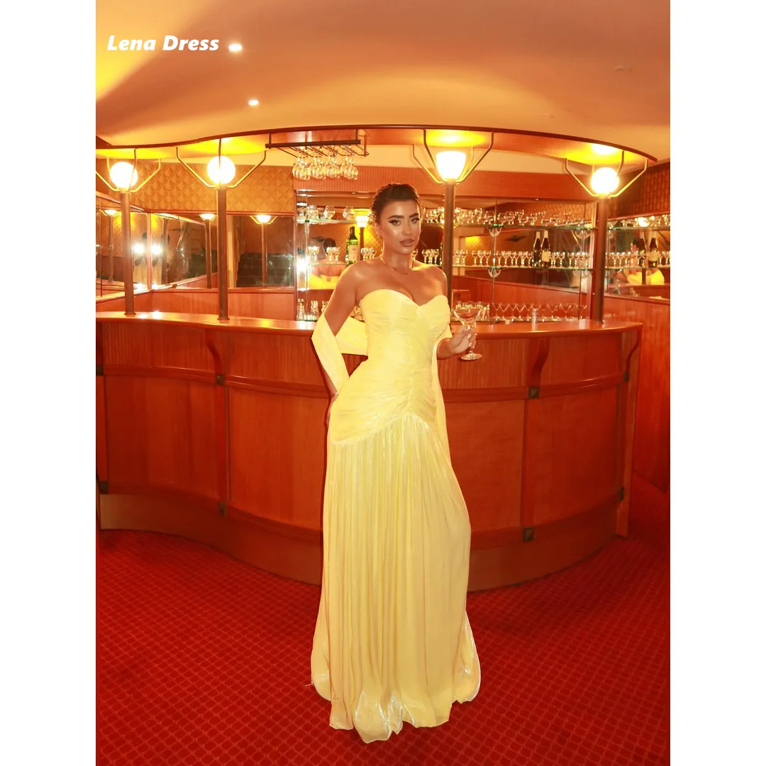 Lena Women's Evening Dress for Elegant Party Dresses A-line Women's Ball Gown Shiny Bespoke Occasion Dresses Yellow Customized