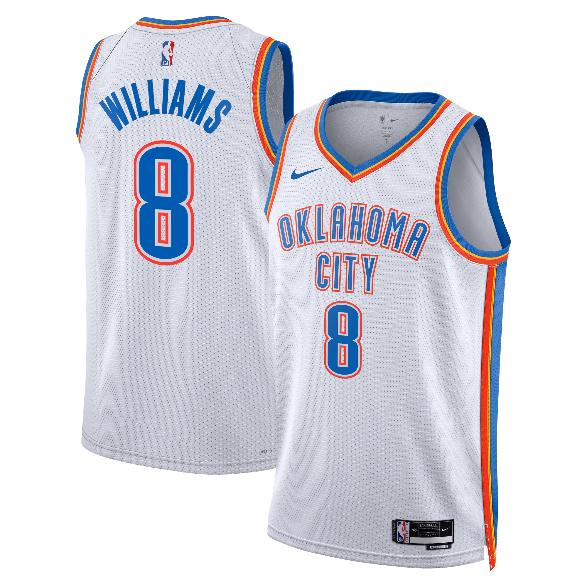 Oklahoma City Thunder Nike Association Edition Swingman-Trikot – Weiß – Jalen Williams – Unisex