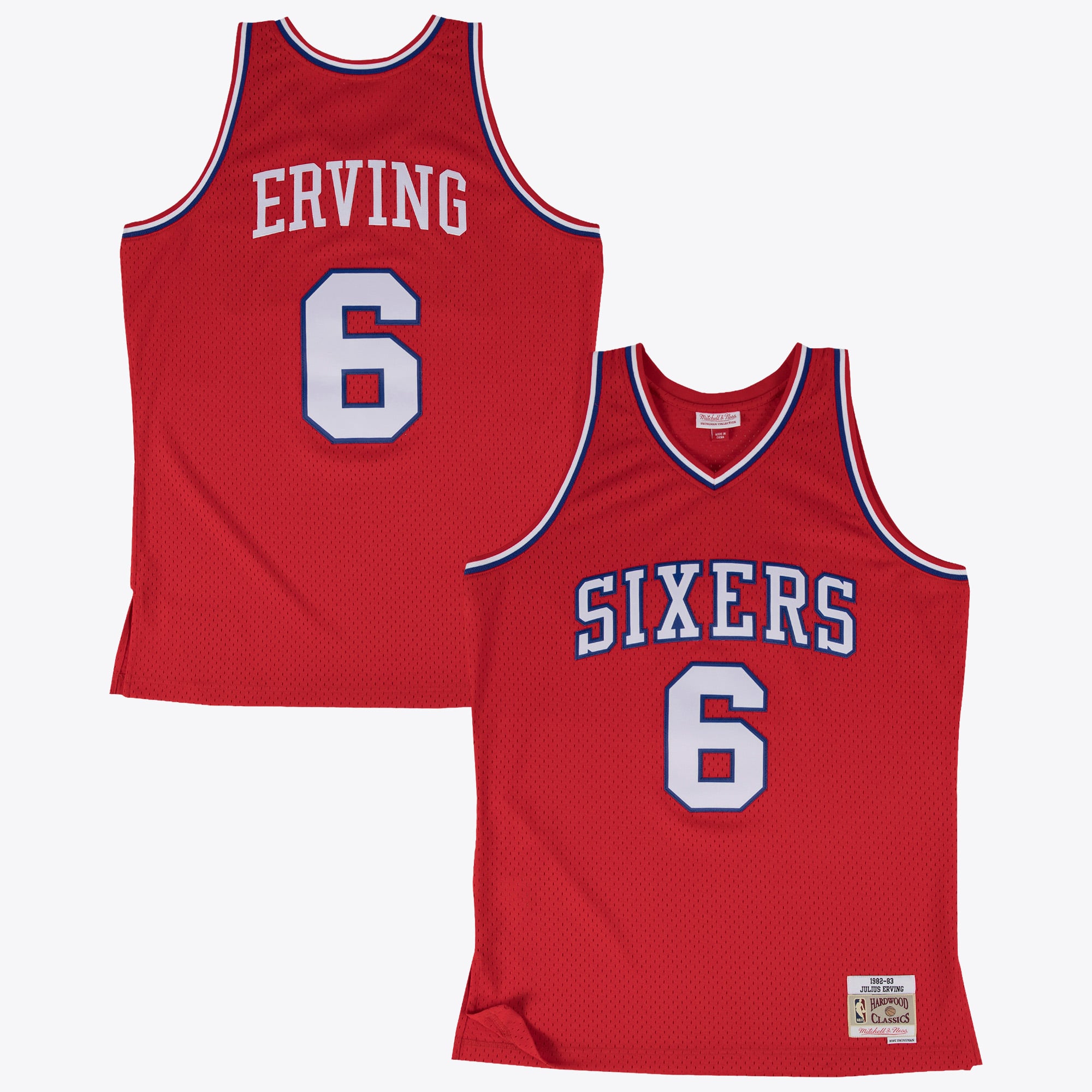 Maillot authentique Mitchell & Ness 1982 Swingman Road de Julius Erving, Philadelphia 76ers - Écarlate - Homme Taille: L