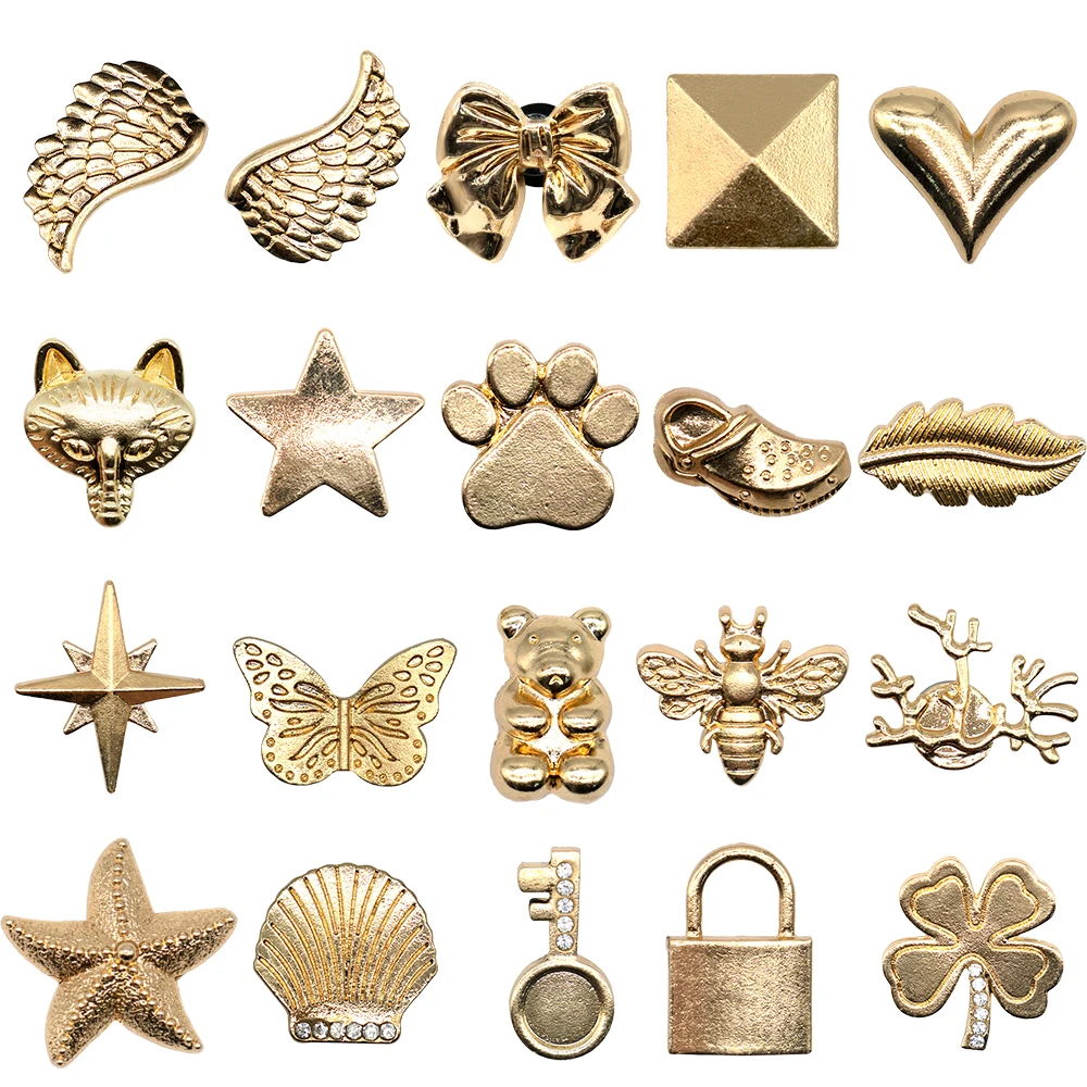 1PCS Gold Metall Schuh Charms Neue Metall Stern Flügel Wolf Schuh Schnalle Zubehör fit Frauen Männer 2025 Trends schuh Dekoration Pin Geschenk