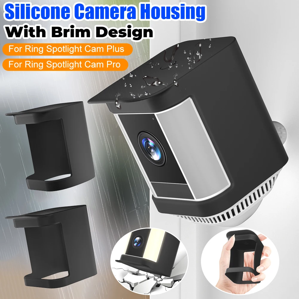 Étui de Protection pour caméra de sécurité, avec bord, résistant aux intempéries, housse en Silicone pour projecteur annulaire Cam Pro/Cam Plus