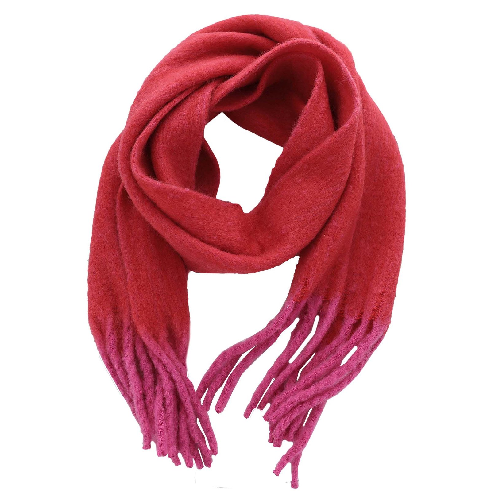 Masseys Apres Cozy Fringe Scarf Scarves in Pink/Red, Polyester