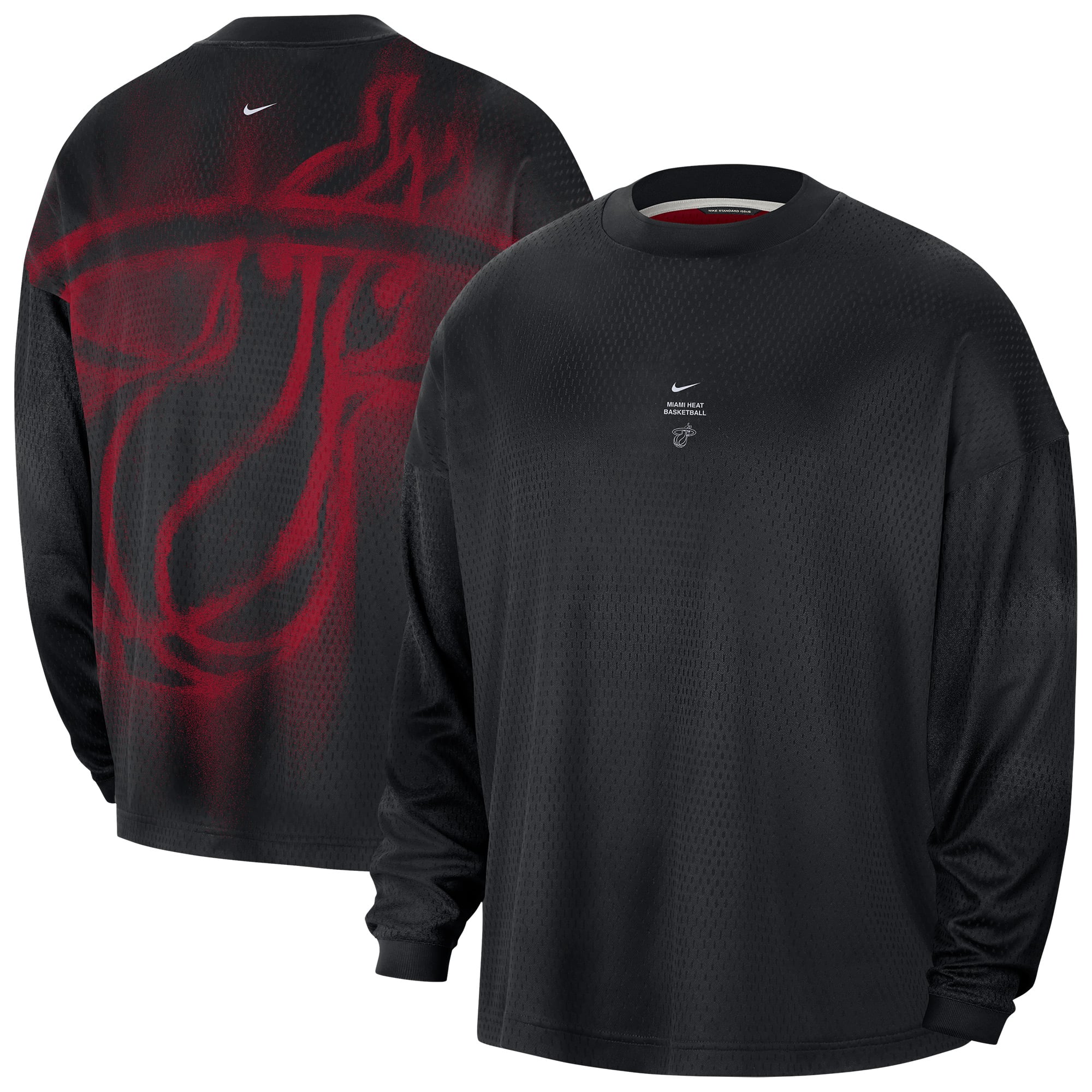 Nike Herren-Langarmshirt, schwarz, Miami Heat 2026/27 Standard Issue Pre-Game Performance