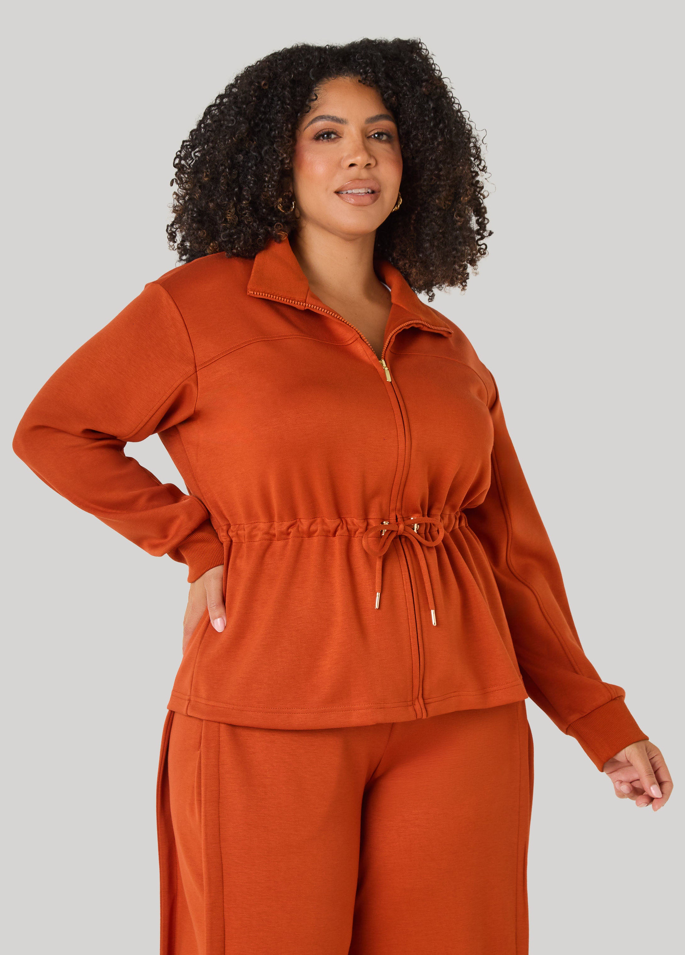 Plus Size Luxe Soft Scuba Drawstring Jacket - Ashley Stewart