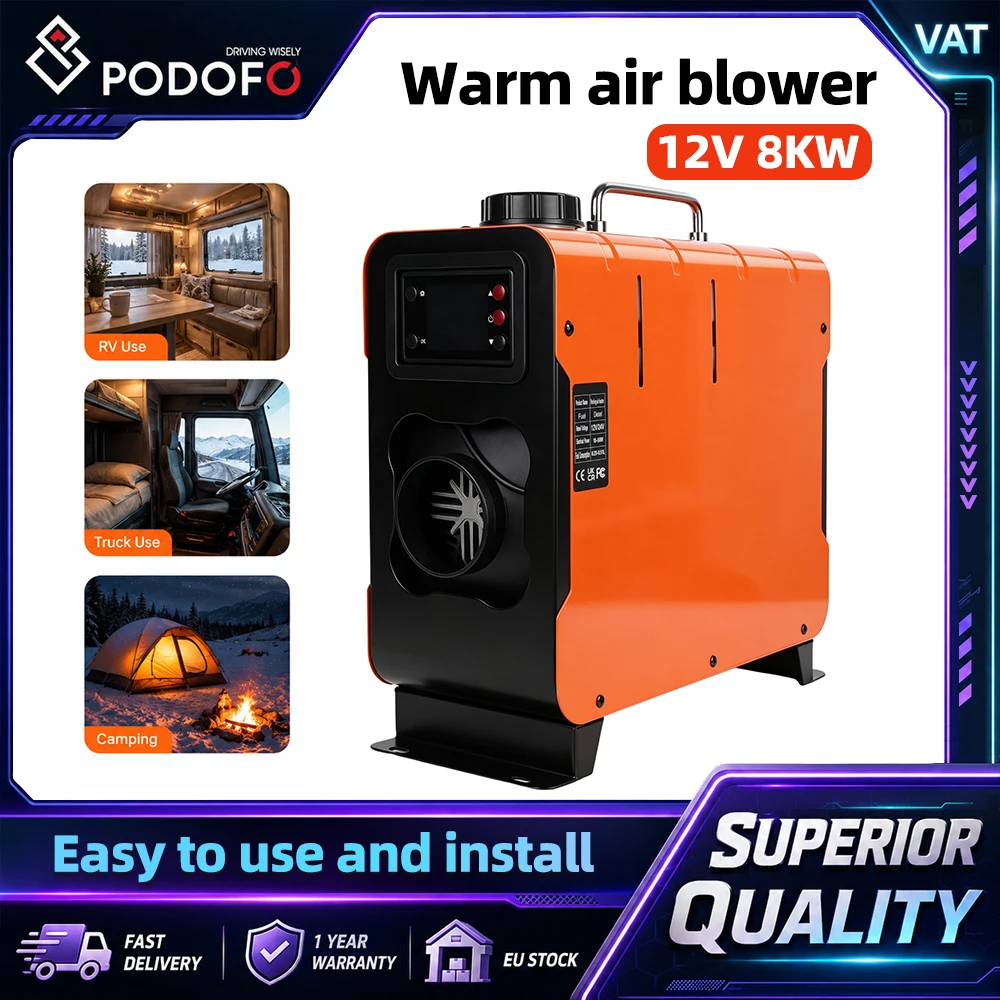Radiateur diesel vertical Podofo, chauffage pour voiture, chauffage pour camping-car avec télécommande, écran LCD, chauffage rapide, chauffage sur pied, chauffage d