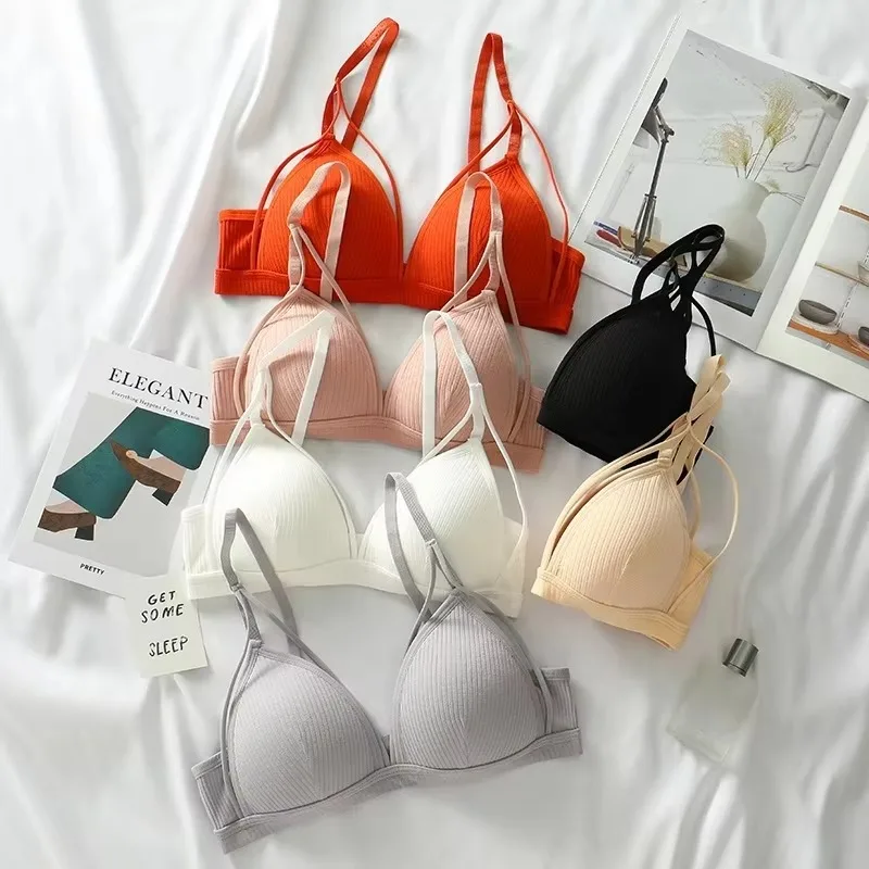Soutien-gorge sexy sans armatures pour femme, lingerie push-up, soutien-gorge triangle français, sous-vêtements, haut en maille, lingerie féminine, bralette